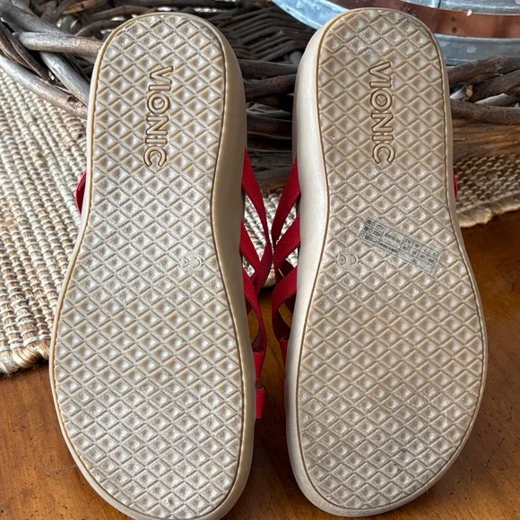 Vionic Red Crisscross Sandals - Picture 3 of 5